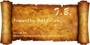 Tomasits Balázs névjegykártya